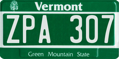 VT license plate ZPA307