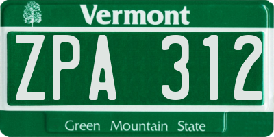 VT license plate ZPA312