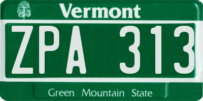 VT license plate ZPA313