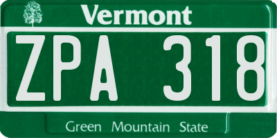 VT license plate ZPA318