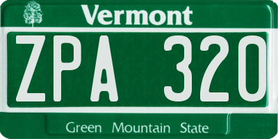 VT license plate ZPA320