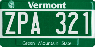 VT license plate ZPA321