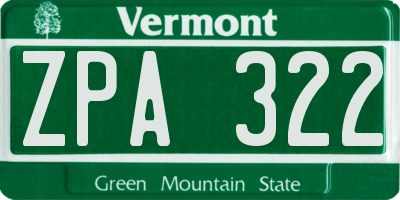 VT license plate ZPA322
