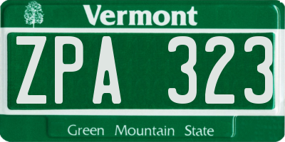 VT license plate ZPA323