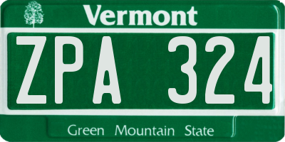 VT license plate ZPA324