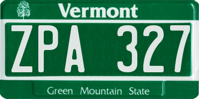 VT license plate ZPA327