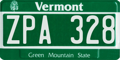 VT license plate ZPA328