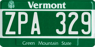 VT license plate ZPA329