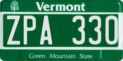 VT license plate ZPA330