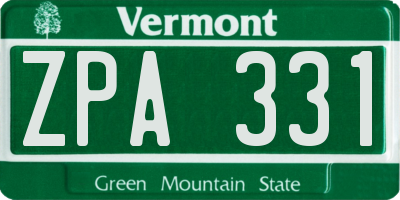 VT license plate ZPA331
