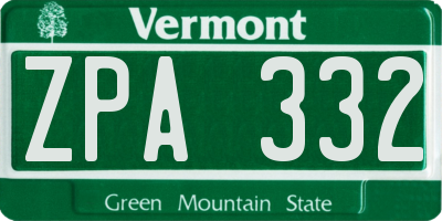 VT license plate ZPA332
