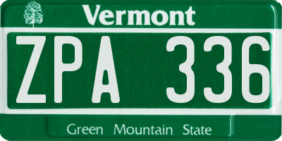 VT license plate ZPA336