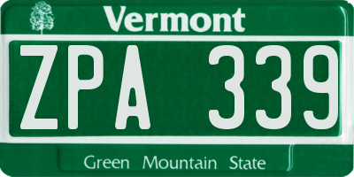 VT license plate ZPA339