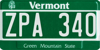 VT license plate ZPA340