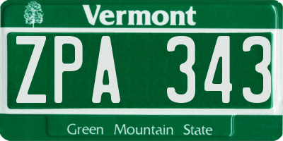 VT license plate ZPA343