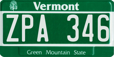 VT license plate ZPA346