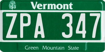 VT license plate ZPA347