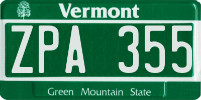 VT license plate ZPA355