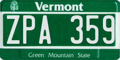 VT license plate ZPA359