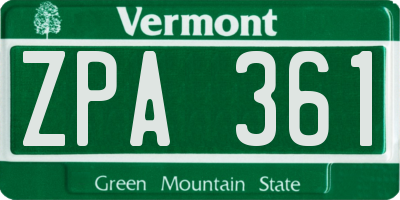 VT license plate ZPA361