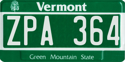 VT license plate ZPA364