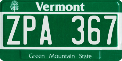 VT license plate ZPA367