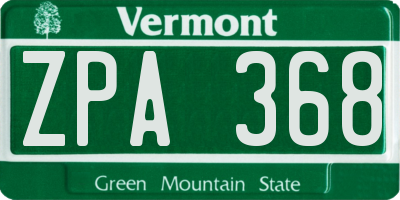 VT license plate ZPA368