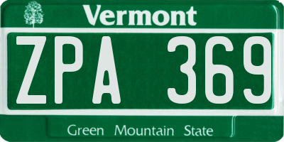 VT license plate ZPA369