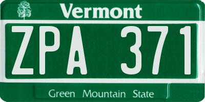 VT license plate ZPA371