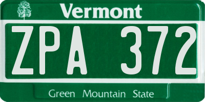 VT license plate ZPA372