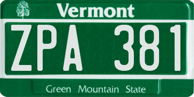 VT license plate ZPA381