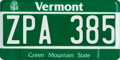 VT license plate ZPA385