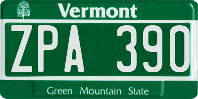 VT license plate ZPA390