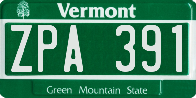 VT license plate ZPA391