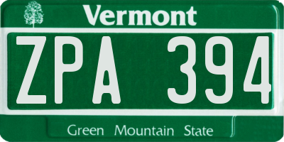 VT license plate ZPA394
