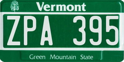 VT license plate ZPA395