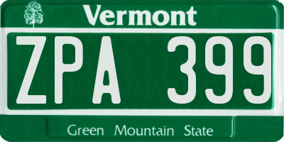 VT license plate ZPA399