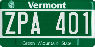 VT license plate ZPA401