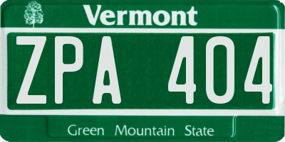VT license plate ZPA404