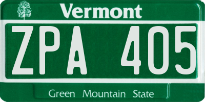 VT license plate ZPA405