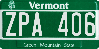 VT license plate ZPA406