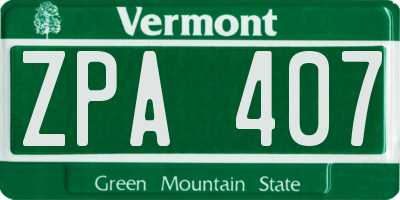 VT license plate ZPA407