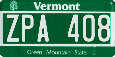 VT license plate ZPA408