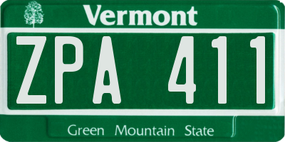 VT license plate ZPA411
