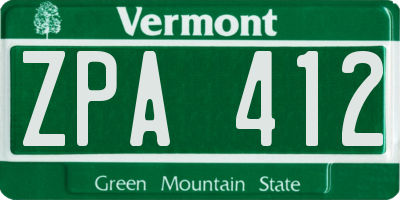 VT license plate ZPA412