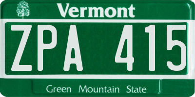 VT license plate ZPA415