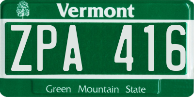 VT license plate ZPA416