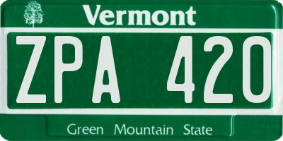 VT license plate ZPA420