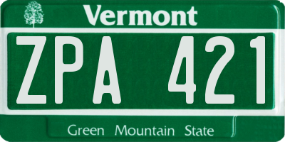 VT license plate ZPA421