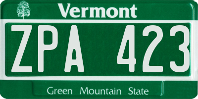 VT license plate ZPA423